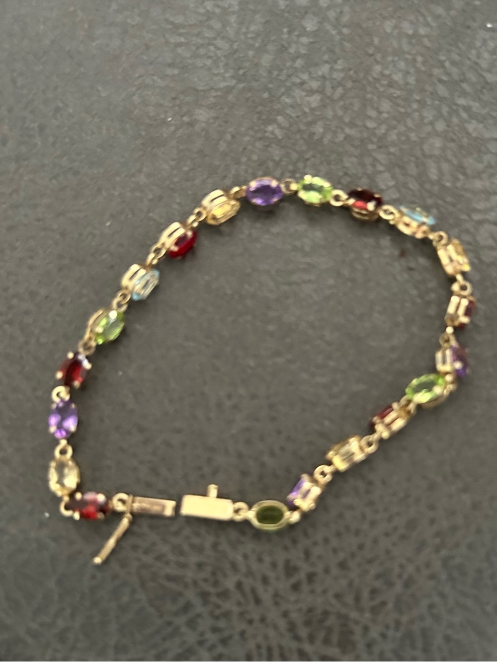 10K Gold Multicolor Gemstone Tennis Bracelet – Vintage